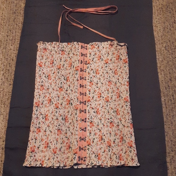 Vintage Betsey Johnson Floral Pink Corset Top - Picture 1 of 5